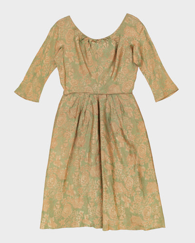 1950s Floral Sparkly Party Dress - XS / S