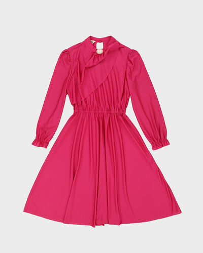 1970s Pink A-line Tea Dress - S