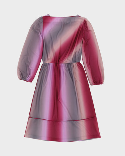 1980s Purple To Grey Ombre Tea Dress - S / M