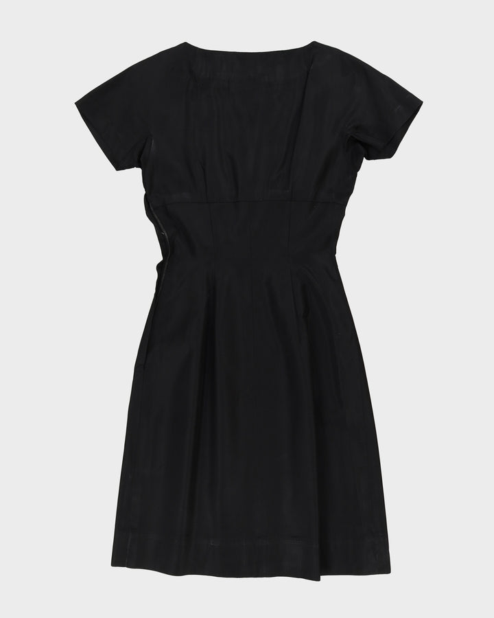 1950s Navy Draped Evening Dress - S