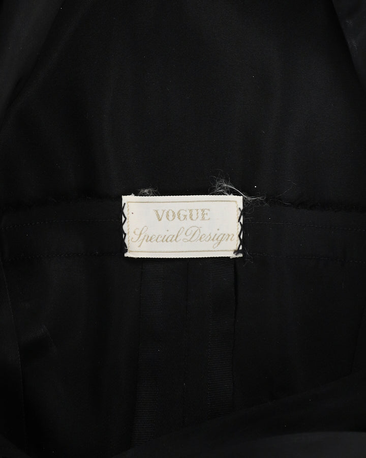 1950s Navy Draped Evening Dress - S