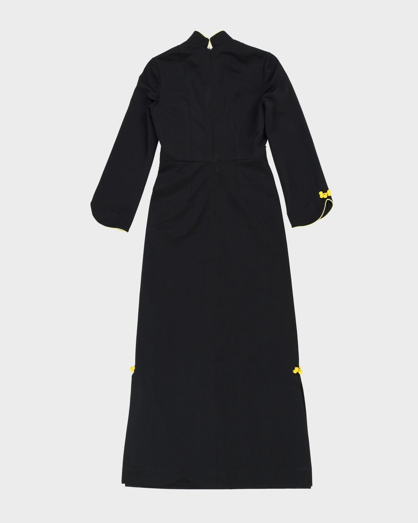 1990s Black And Yellow Cheongsam Style Dress - XXS