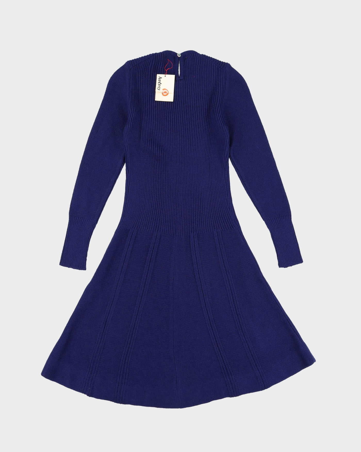 1970s Audrey Blue Knitted Midi Dress - XS