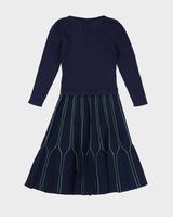 Blue And Green Knitted Midi Dress - XS