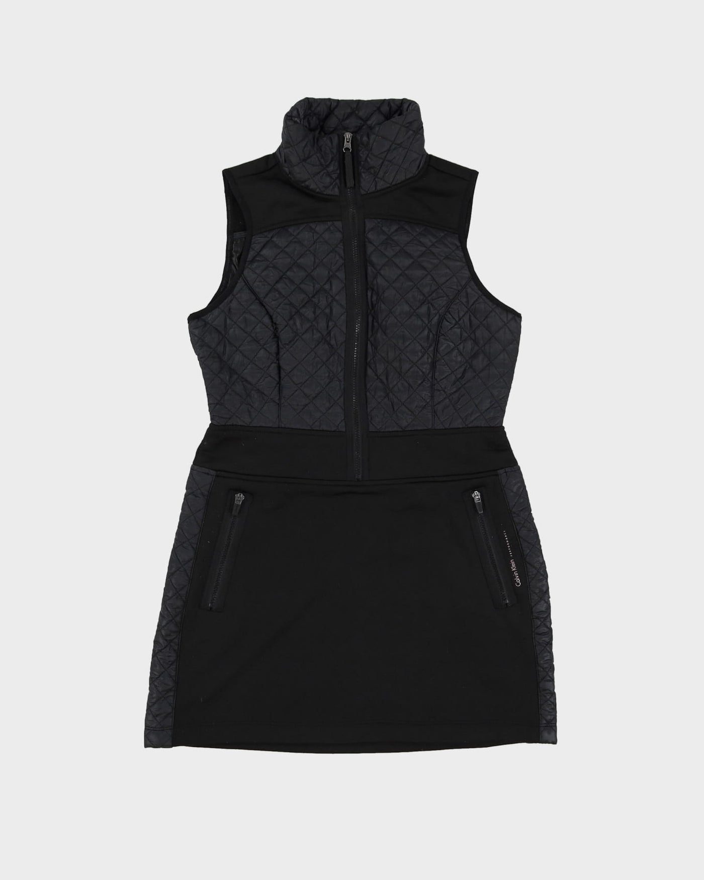 Calvin Klein Black Quilted Sleeveless Sports Dress - S