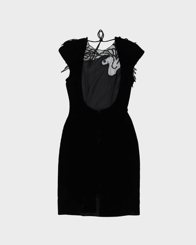 1990s Black Velvet Beaded Cocktail Dress - XS