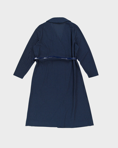 1980s Blue And White Checked Shirt Dress - L