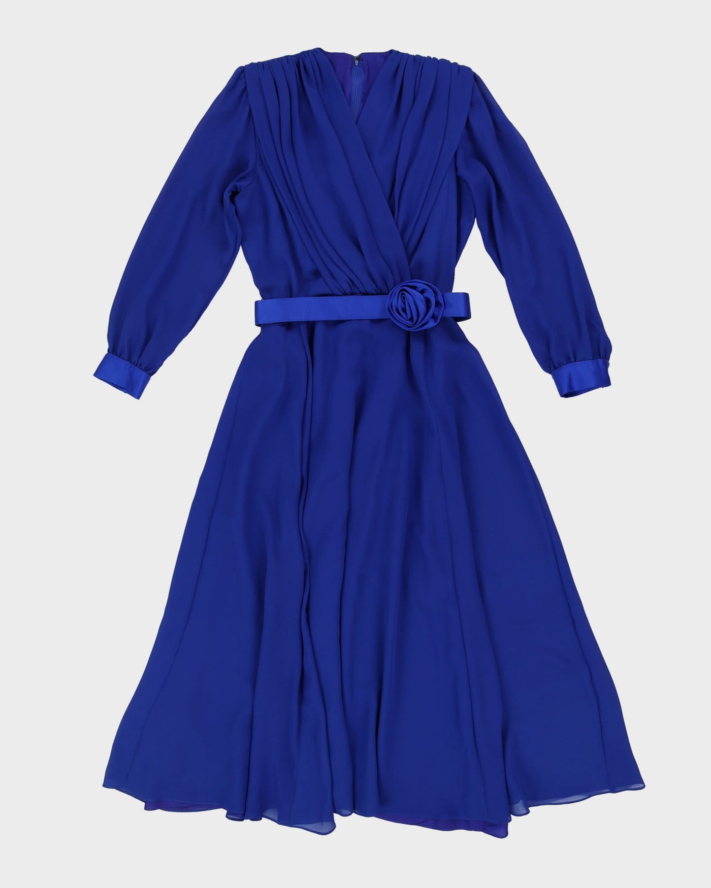 1980s Blue With Matching Belt Evening Dress - M