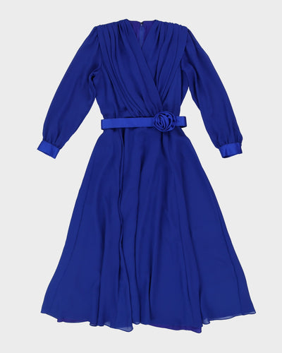 1980s Blue With Matching Belt Evening Dress - M