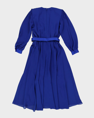 1980s Blue With Matching Belt Evening Dress - M