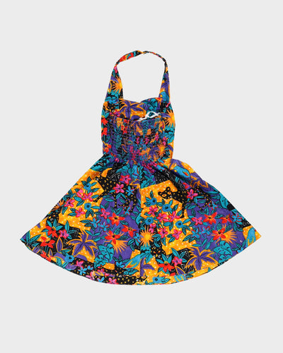 1990s Hawaiian Floral Sleeveless Dress - S