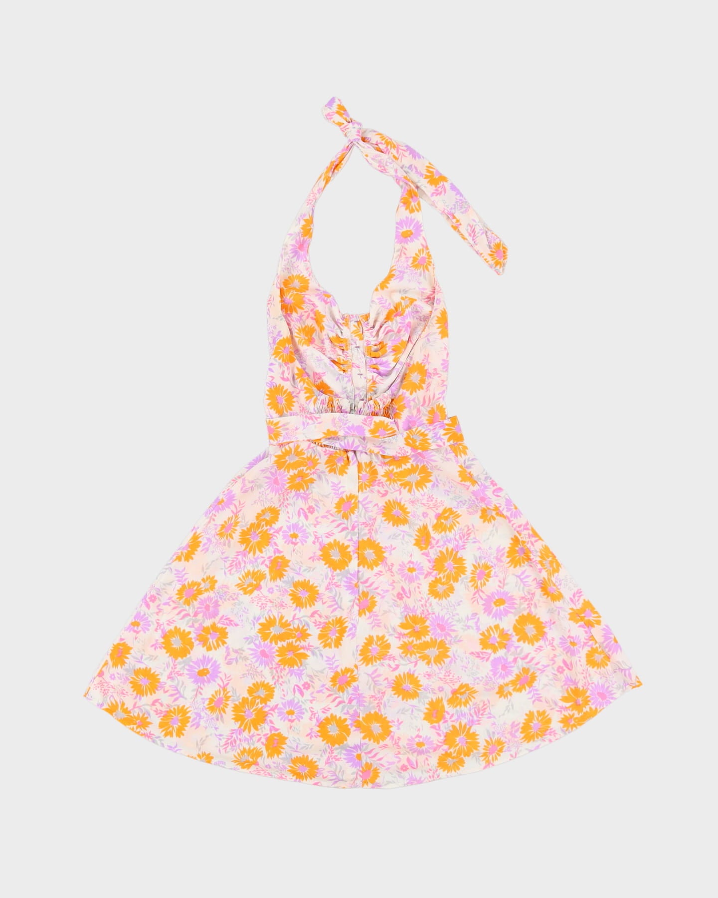 1970s Floral Halter Neck Mini Dress - XXS