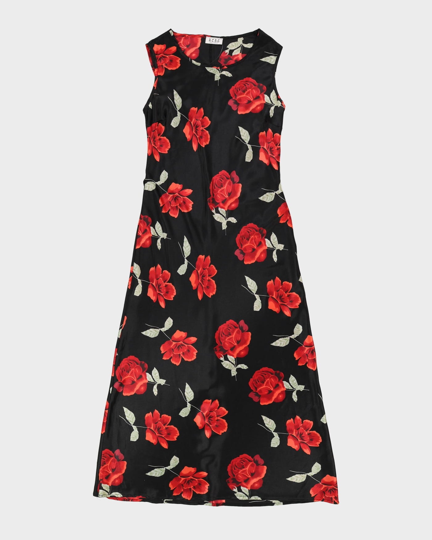 BCBG Black With Red Roses Dress - L