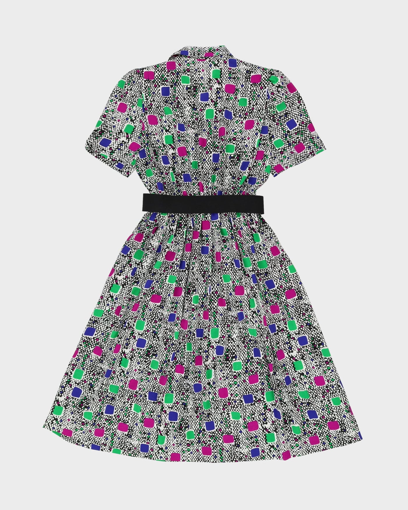 1990s Purple Patterned Tea Dress - S