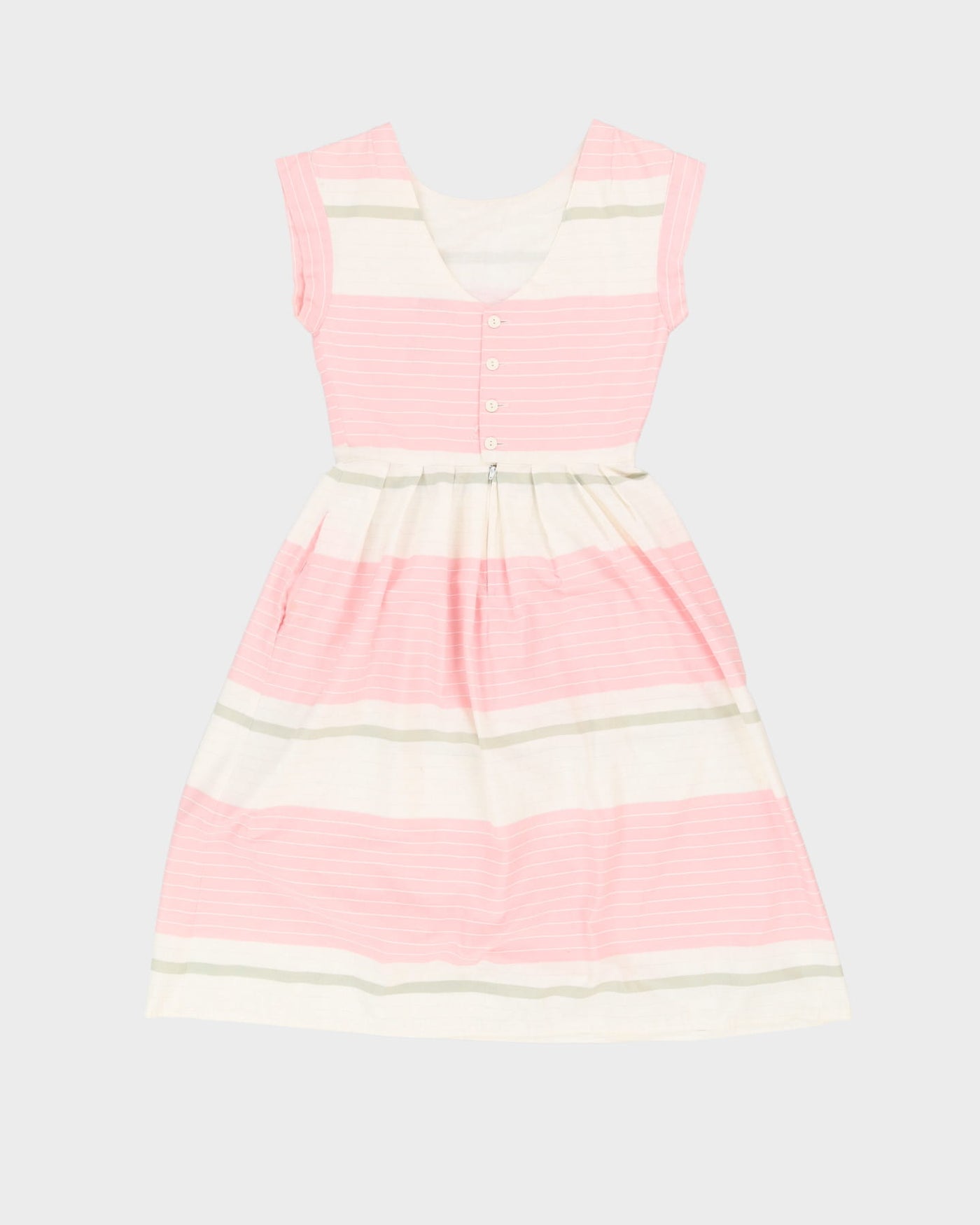 1980s Pink And White Striped Dress - S