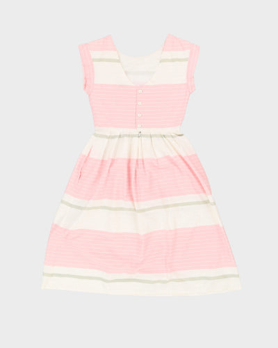 1980s Pink And White Striped Dress - S