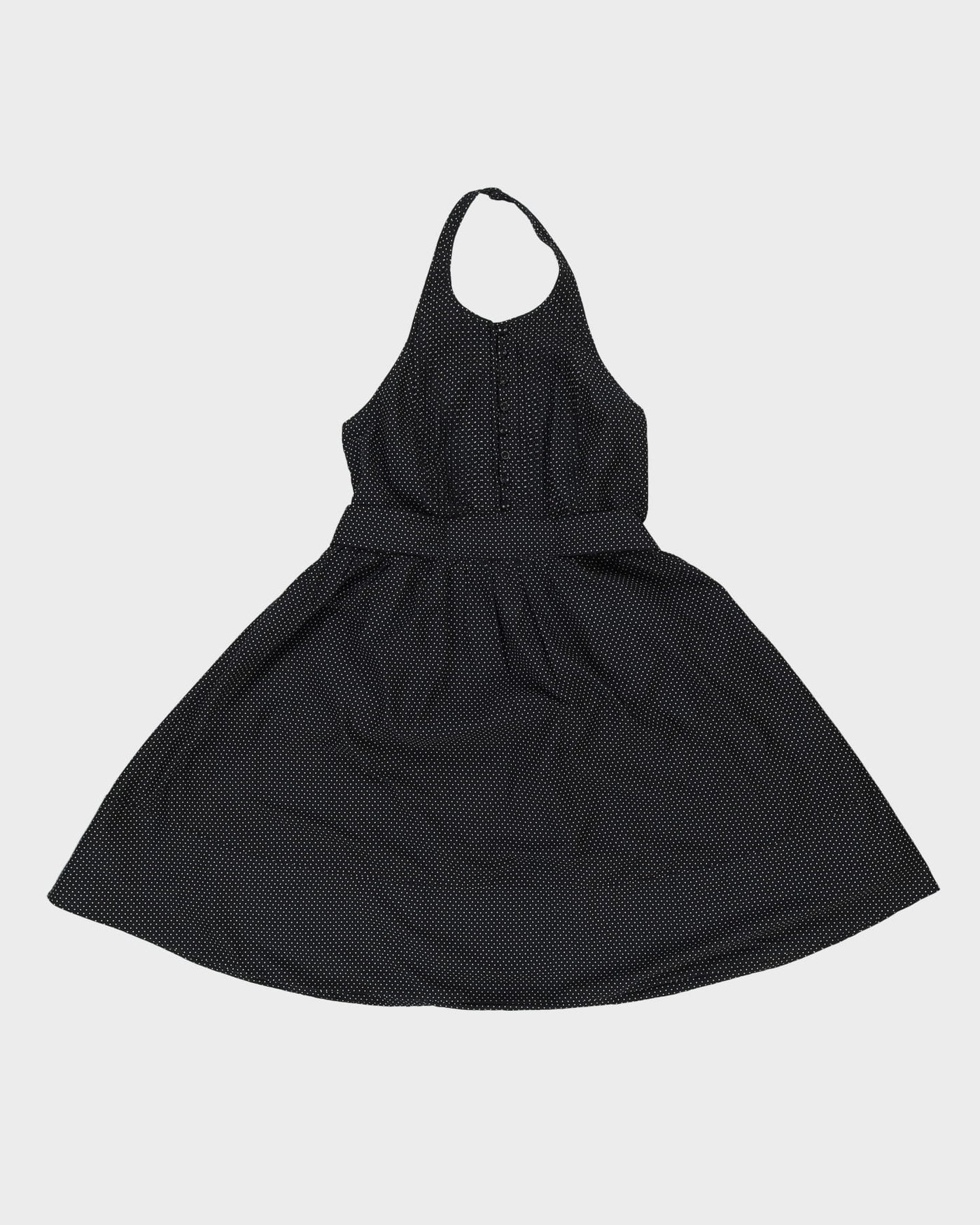 Vintage Club Monaco Black Spotted Halter Neck Dress - S