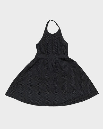 Vintage Club Monaco Black Spotted Halter Neck Dress - S