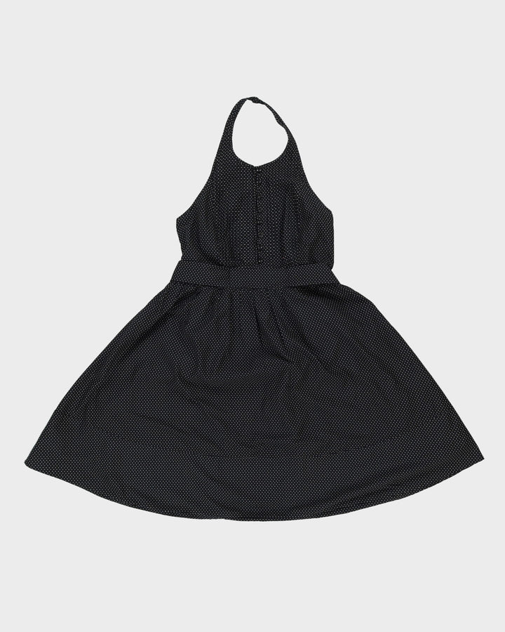 Vintage Club Monaco Black Spotted Halter Neck Dress - S