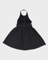 Vintage Club Monaco Black Spotted Halter Neck Dress - S
