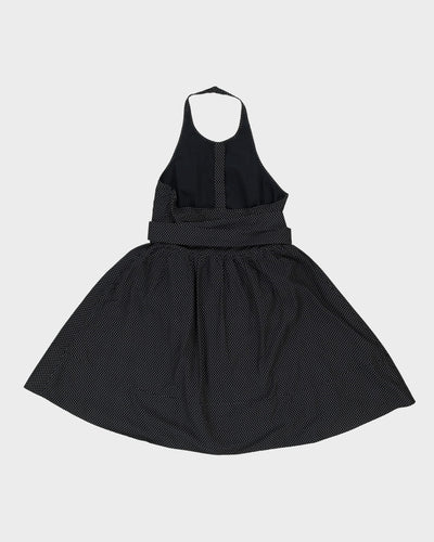 Vintage Club Monaco Black Spotted Halter Neck Dress - S