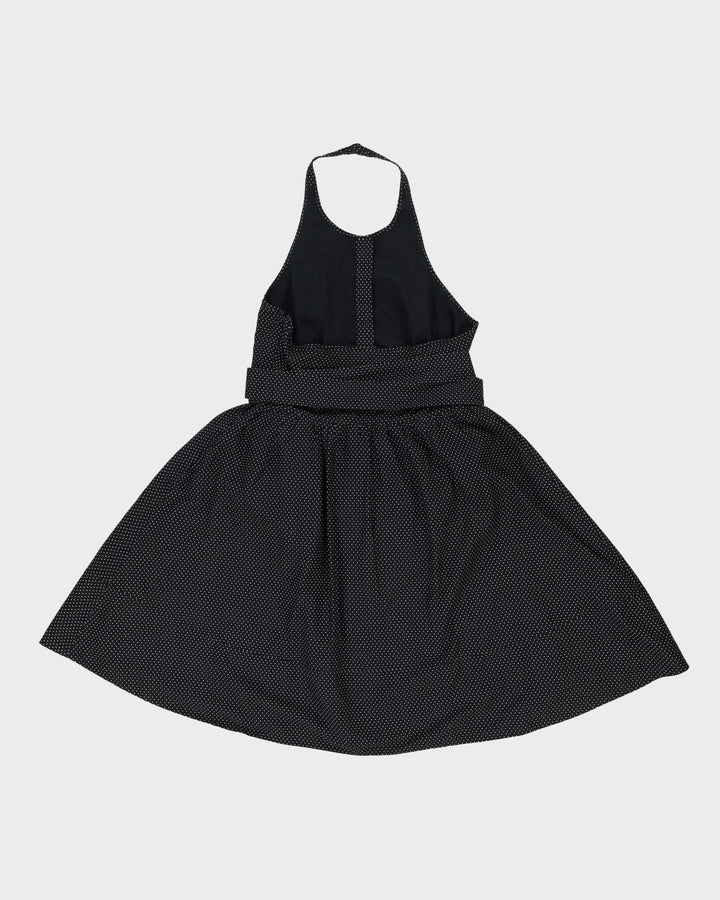 Vintage Club Monaco Black Spotted Halter Neck Dress - S