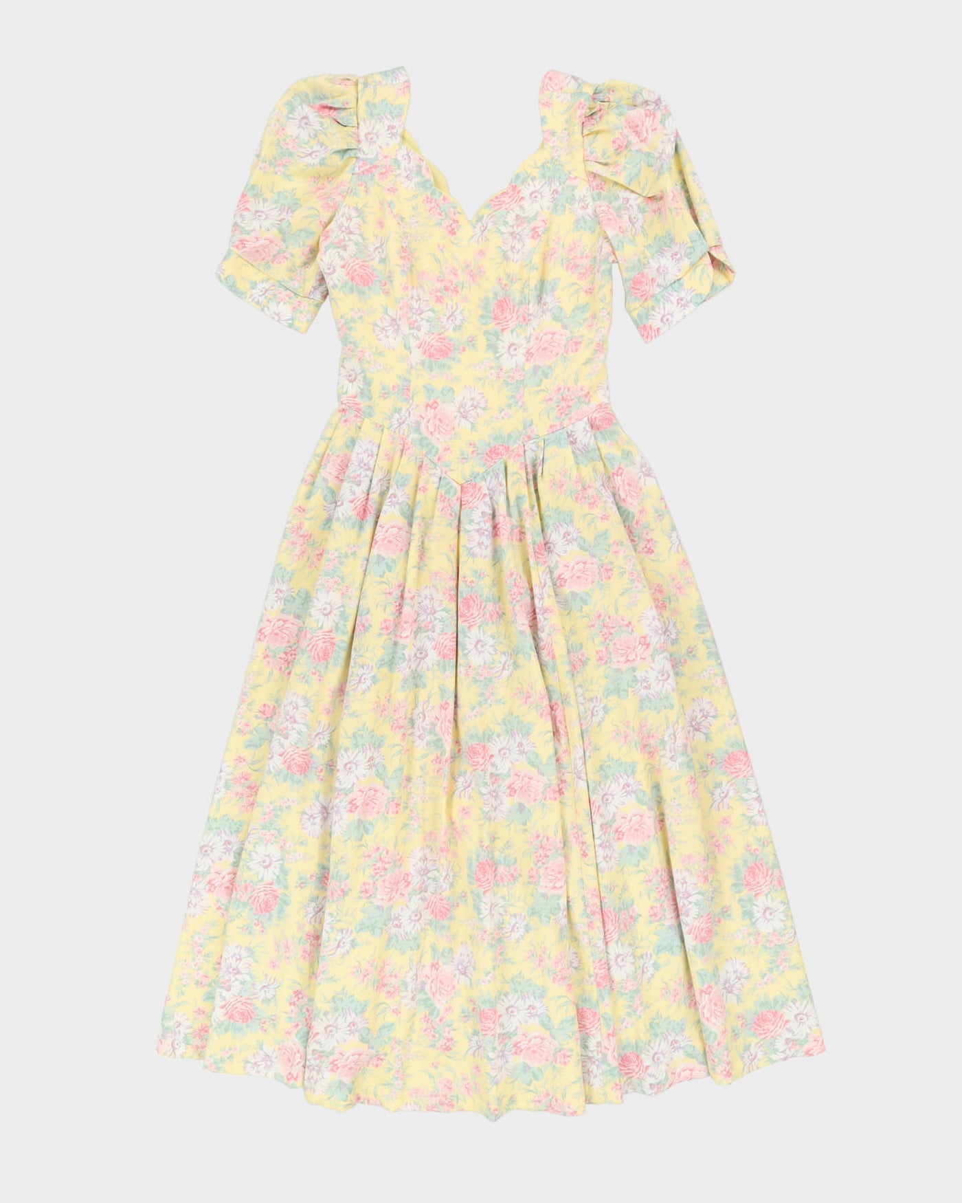 Vintage Laura Ashley Yellow Floral Dress S Rokit