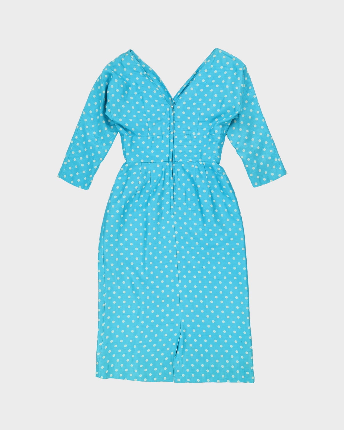 Vintage 1950s Blue Spotted Wiggle Dress - XS / S