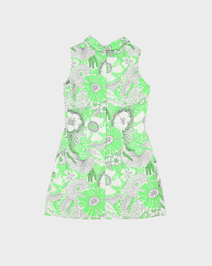 Vintage 1960s Green Floral Patterned Mini dress - XS
