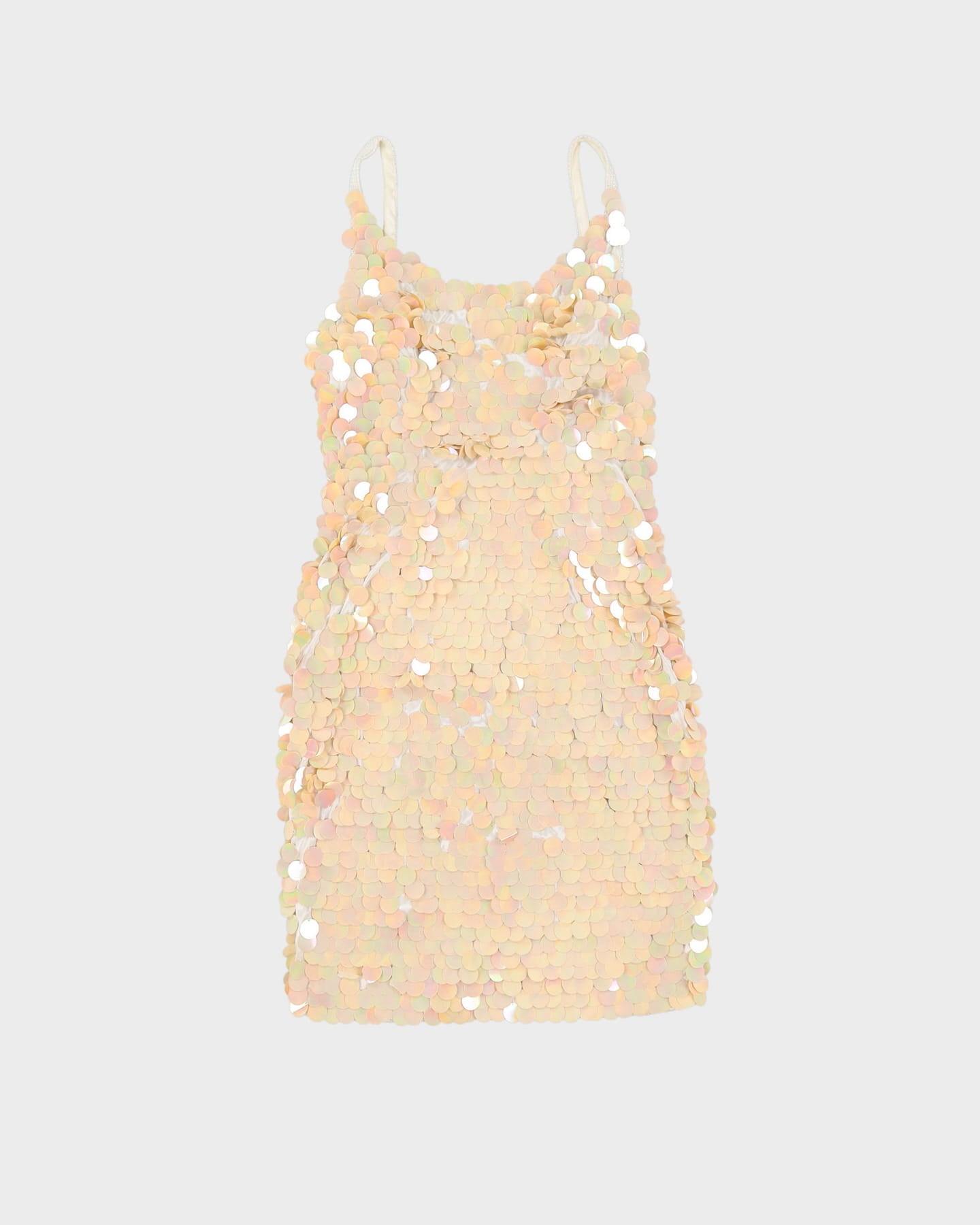Cream Sequin Sleeveless Dress - S