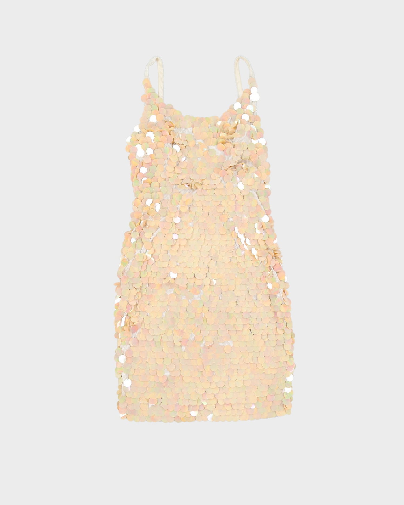 Cream Sequin Sleeveless Dress - S