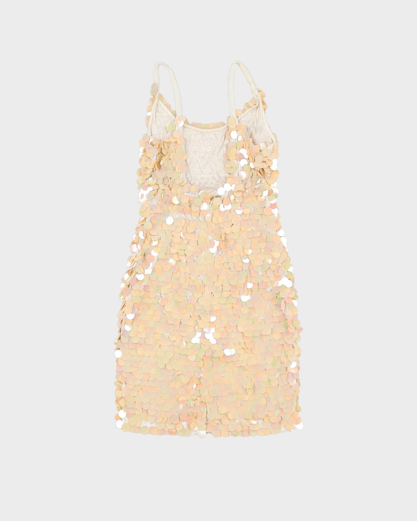 Cream Sequin Sleeveless Dress - S