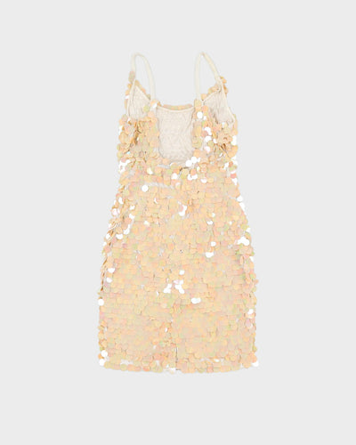 Cream Sequin Sleeveless Dress - S