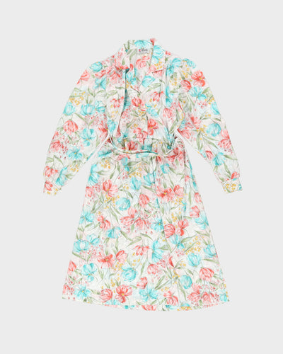 Vintage 1990s Pastel Floral Midi Tea Dress - M