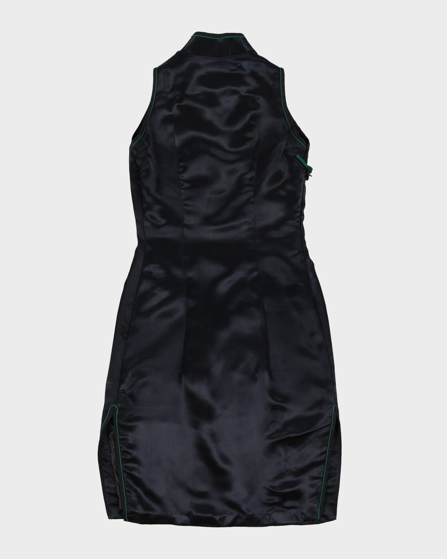 Black Embroidered Cheongsam Dress - XS
