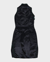 Black Embroidered Cheongsam Dress - XS