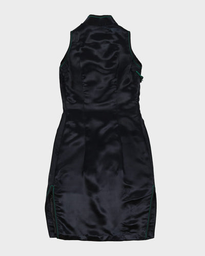 Black Embroidered Cheongsam Dress - XS