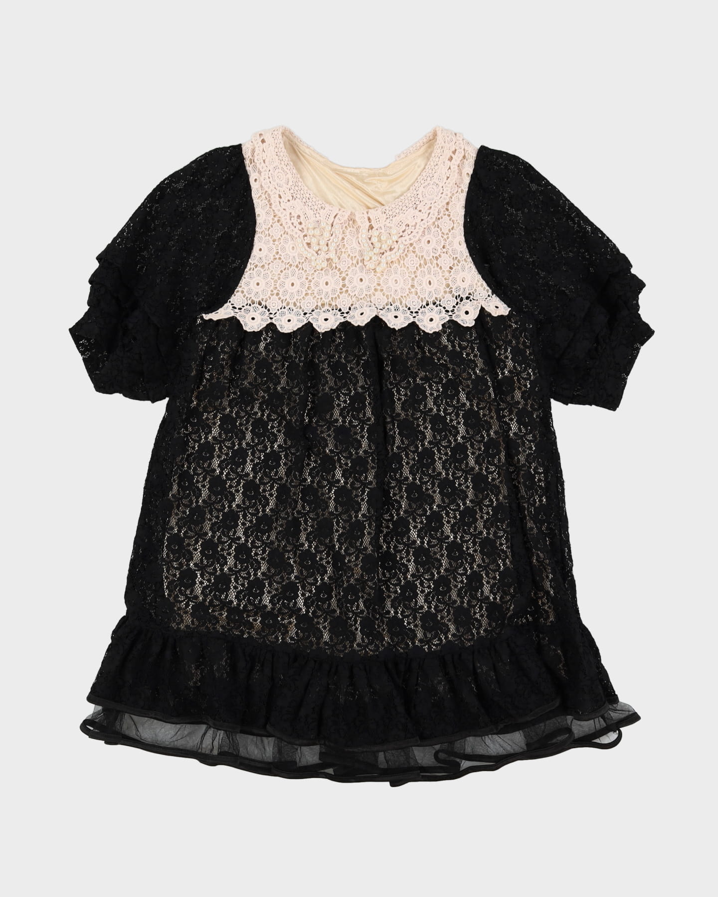 Black Lace Baby Doll Dress - M