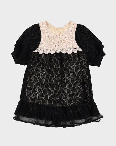 Black Lace Baby Doll Dress - M
