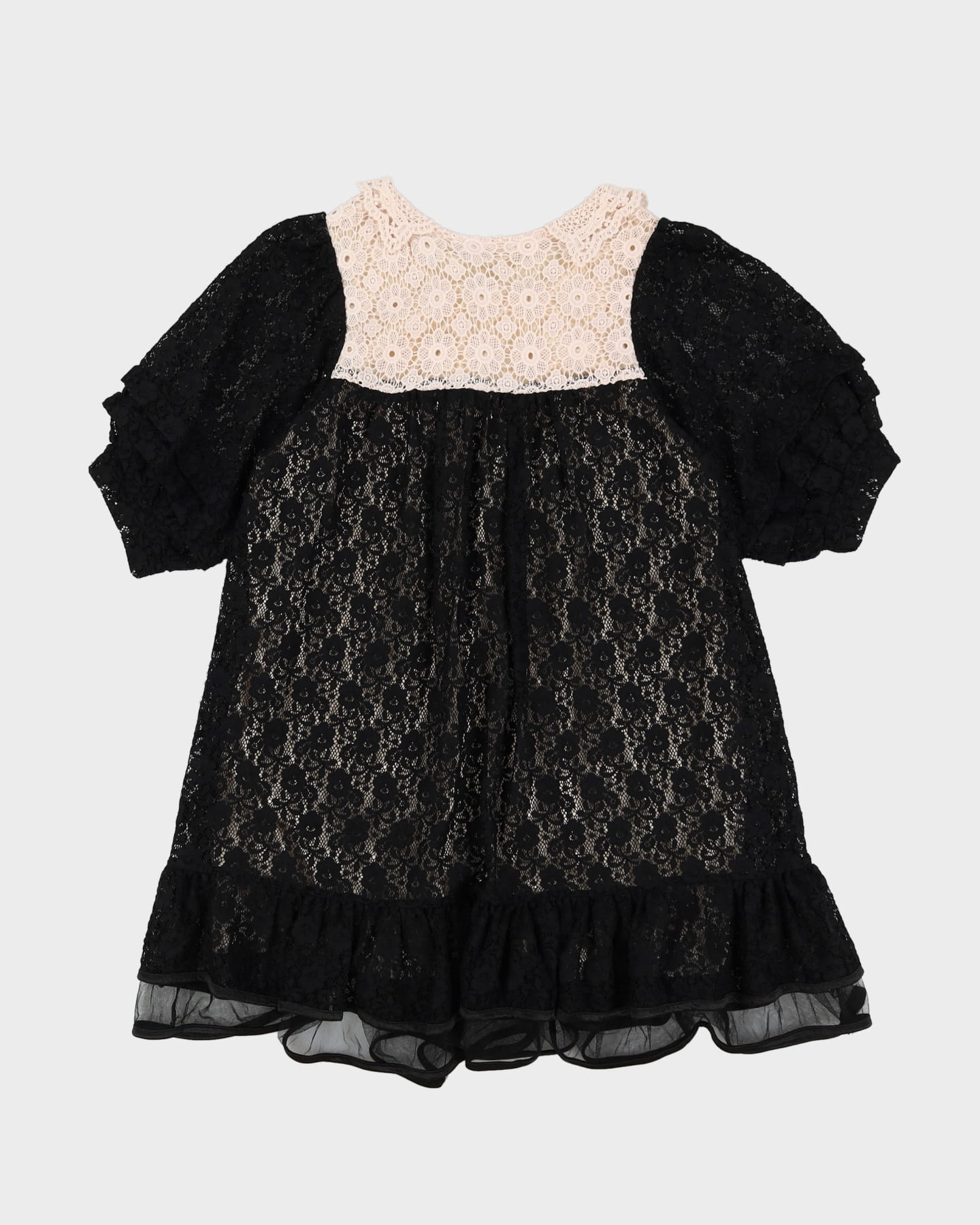 Black Lace Baby Doll Dress - M