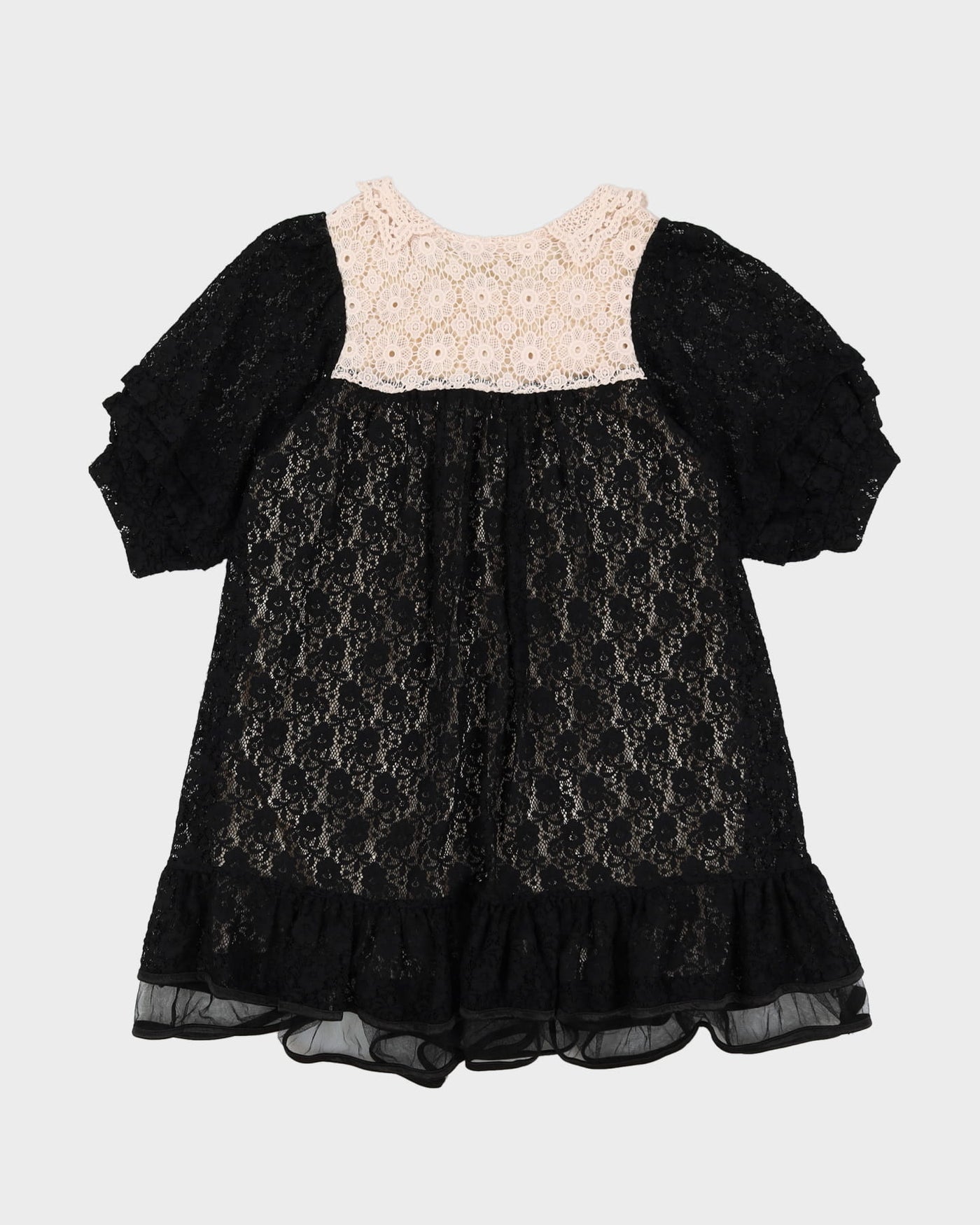 Black Lace Baby Doll Dress - M