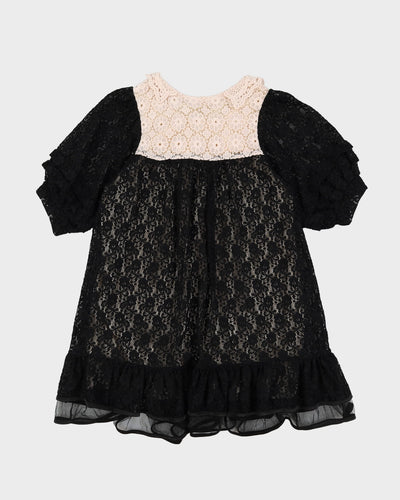 Black Lace Baby Doll Dress - M
