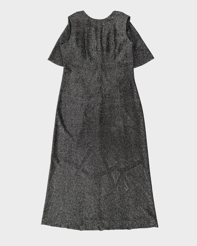 Vintage Black And Silver Lurex Maxi Dress - L
