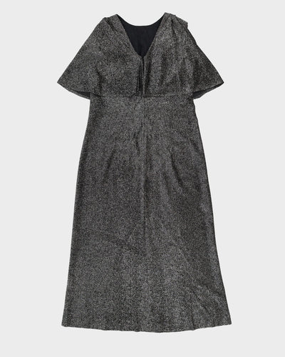 Vintage Black And Silver Lurex Maxi Dress - L
