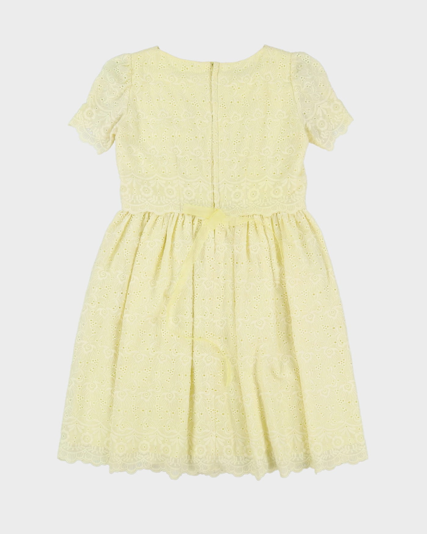 Vintage 1980s Yellow Lace Tea Dress - S