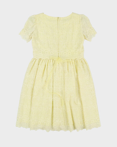 Vintage 1980s Yellow Lace Tea Dress - S