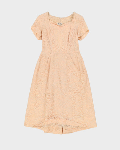Vintage 1950s Peach Lace Cocktail Dress - S
