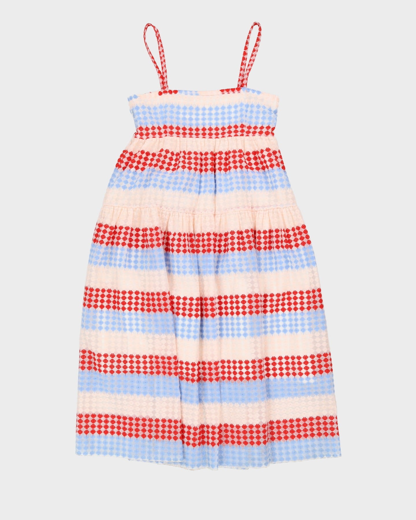 Blue And Red Patterned Sleeveless Dress - XS