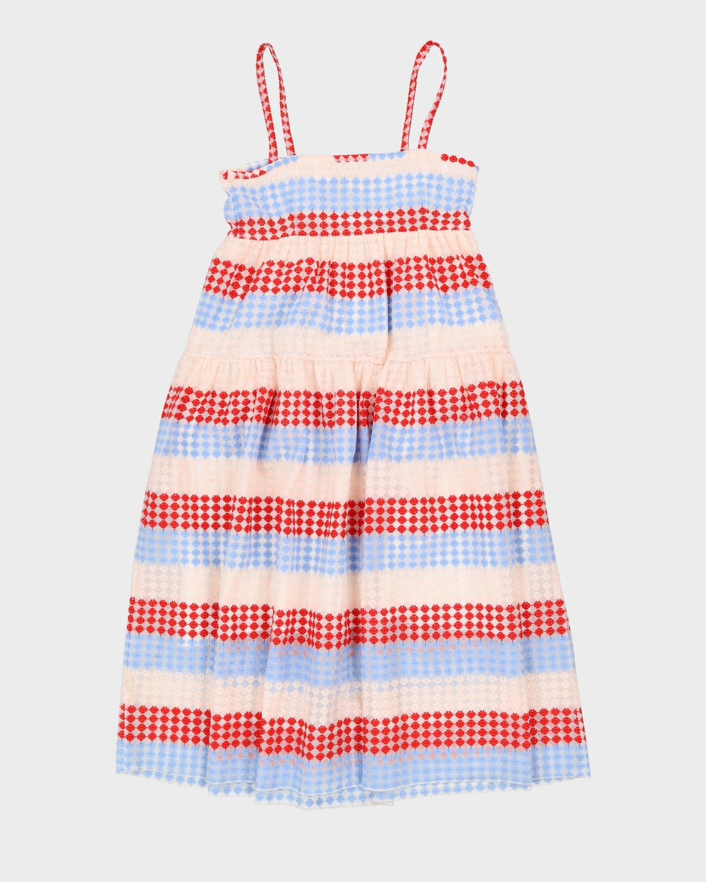 Blue And Red Patterned Sleeveless Dress - XS