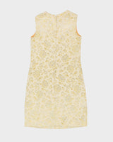 Vintage 1960s Cream With Gold Brocade Shift Dress - XS